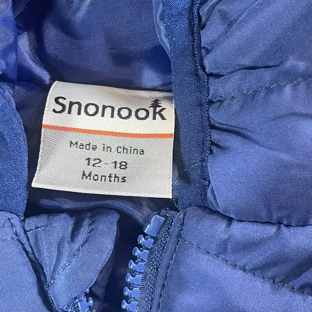 Snonook Blue Quilted Hooded Baby Snowsuit Pram 12-18 Months